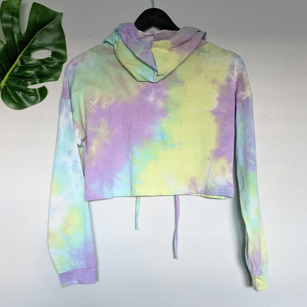 Pastel tie dye cropped hoodie pull over - Picture 6 of 7
